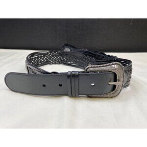 Western Women's Belt Black Genuine Leather Braided Size XXL SKU 6191